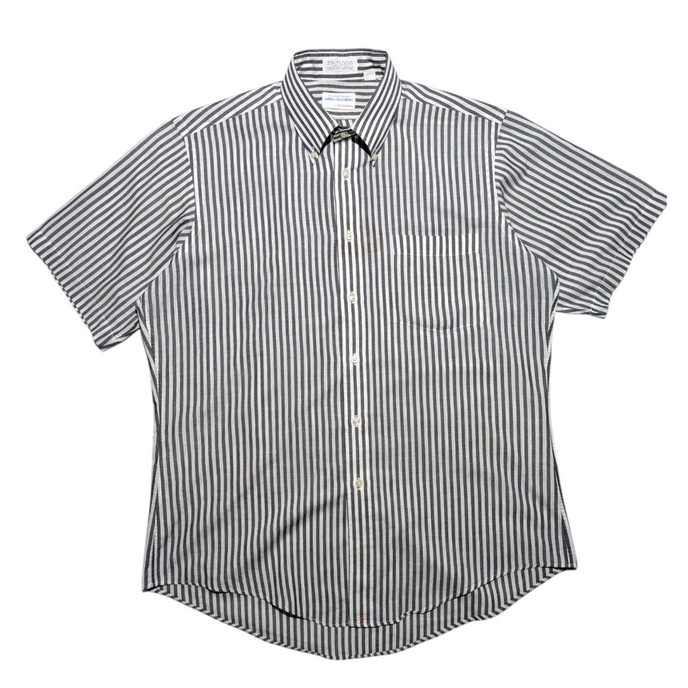 Vintage Marshall Field Hathaway English Poplin Stripe Shirt USA Made 16-34